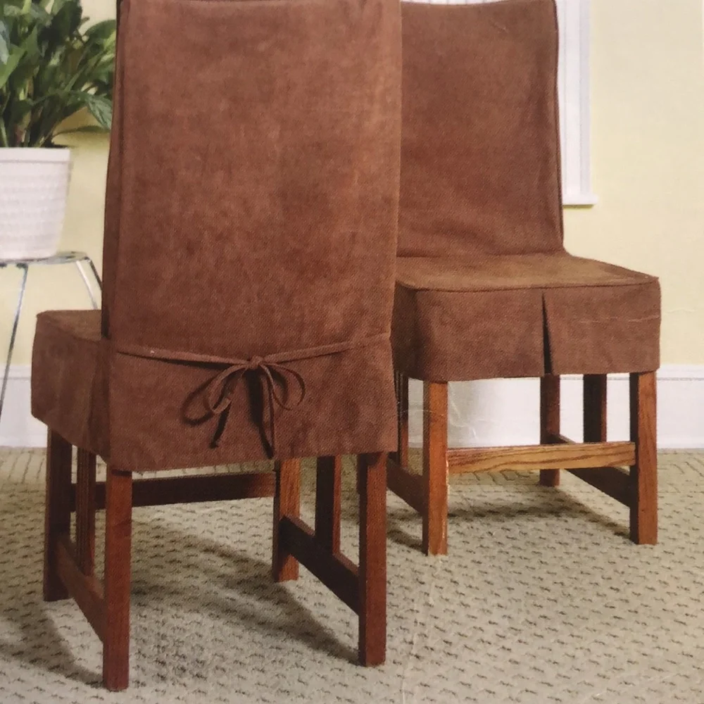 Faux Suede Skirted Chair Cover